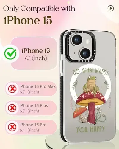 Lotadilo for iPhone 15 Case for Women - Girls Kawaii Design Compatible with Magsafe Magnetic Ring Holder Stand Mushroom Frog Phone Covers Aesthetic Girly TPU Funda for 15 - 2
