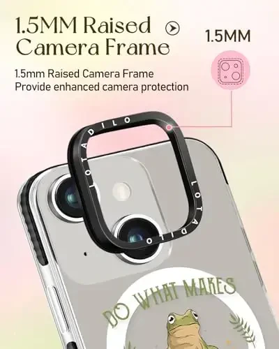 Lotadilo for iPhone 15 Case for Women - Girls Kawaii Design Compatible with Magsafe Magnetic Ring Holder Stand Mushroom Frog Phone Covers Aesthetic Girly TPU Funda for 15 - 3