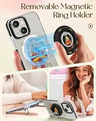 Lotadilo for iPhone 15 Case for Women - Girls Kawaii Design Compatible with Magsafe Magnetic Ring Holder Stand Mushroom Frog Phone Covers Aesthetic Girly TPU Funda for 15 - 4