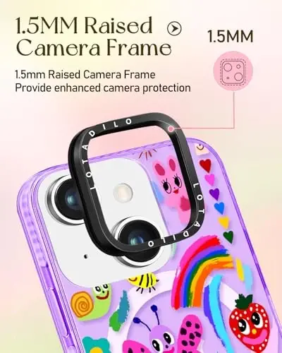 Lotadilo for iPhone 15 Plus Case for Women - Girls Kawaii Design Compatible with Magsafe Magnetic Ring Holder Stand Art Crayon Painting Phone Covers Aesthetic Girly TPU Funda for 15 Plus - 3