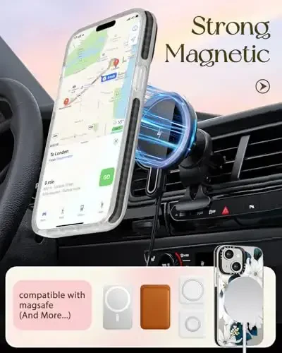 Lotadilo for iPhone 15 Plus Case for Women - Girls Kawaii Design Compatible with Magsafe Magnetic Ring Holder Stand Blue Flower Phone Covers Aesthetic Girly TPU Funda for 15 Plus - 5