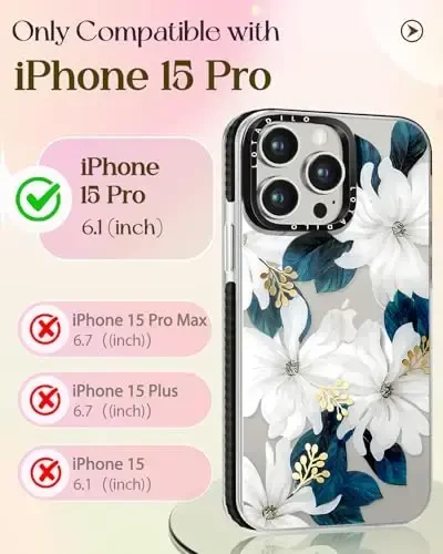Lotadilo for iPhone 15 Pro Case for Women - Girls Kawaii Design Compatible with Magsafe Magnetic Ring Holder Stand Blue Flower Phone Covers Aesthetic Girly TPU Funda for 15 Pro - 2