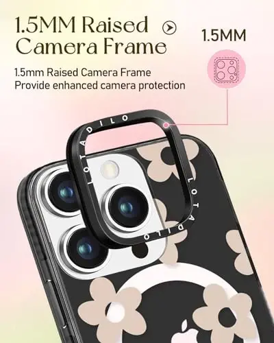 Lotadilo for iPhone 15 Pro Case for Women - Girls Kawaii Design Compatible with Magsafe Magnetic Ring Holder Stand Flowers Phone Covers Aesthetic Girly TPU Funda for 15 Pro - 3