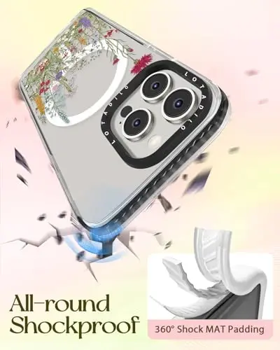 Lotadilo for iPhone 15 Pro Case for Women - Girls Kawaii Design Compatible with Magsafe Magnetic Ring Holder Stand Flowers Plants Phone Covers Aesthetic Girly TPU Funda for 15 Pro - 6