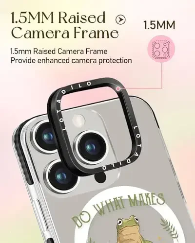 Lotadilo for iPhone 15 Pro Case for Women - Girls Kawaii Design Compatible with Magsafe Magnetic Ring Holder Stand Mushroom Frog Phone Covers Aesthetic Girly TPU Funda for 15 Pro - 3