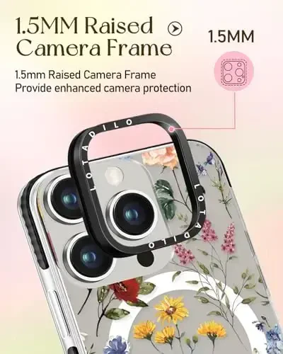 Lotadilo for iPhone 15 Pro Case for Women - Girls Kawaii Design Compatible with Magsafe Magnetic Ring Holder Stand Retro Flower Phone Covers Aesthetic Girly TPU Funda for 15 Pro - 3