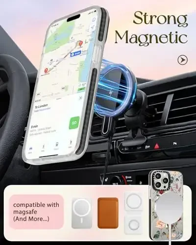 Lotadilo for iPhone 15 Pro Case for Women - Girls Kawaii Design Compatible with Magsafe Magnetic Ring Holder Stand Retro Flower Phone Covers Aesthetic Girly TPU Funda for 15 Pro - 5