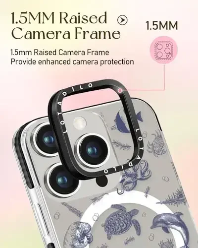 Lotadilo for iPhone 15 Pro Case for Women - Girls Kawaii Design Compatible with Magsafe Magnetic Ring Holder Stand Sea Fish Phone Covers Aesthetic Girly TPU Funda for 15 Pro - 3