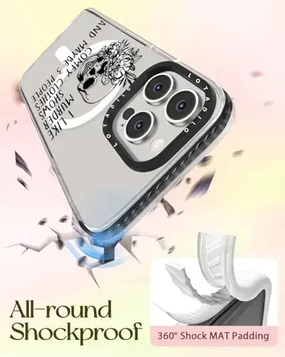 Lotadilo for iPhone 15 Pro Case for Women - Girls Kawaii Design Compatible with Magsafe Magnetic Ring Holder Stand Skull Skeleton Phone Covers Aesthetic Girly TPU Funda for 15 Pro - 7