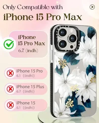 Lotadilo for iPhone 15 Pro Max Case for Women - Cute Kawaii Design Girls Compatible with Magsafe Magnetic Ring Holder Stand Blue Flower Phone Covers Aesthetic Girly TPU Funda for 15 Pro Max - 2