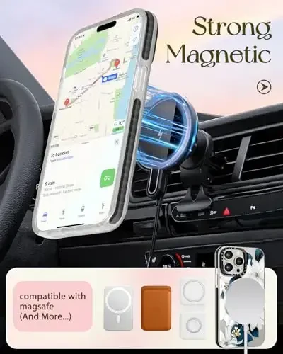 Lotadilo for iPhone 15 Pro Max Case for Women - Cute Kawaii Design Girls Compatible with Magsafe Magnetic Ring Holder Stand Blue Flower Phone Covers Aesthetic Girly TPU Funda for 15 Pro Max - 5