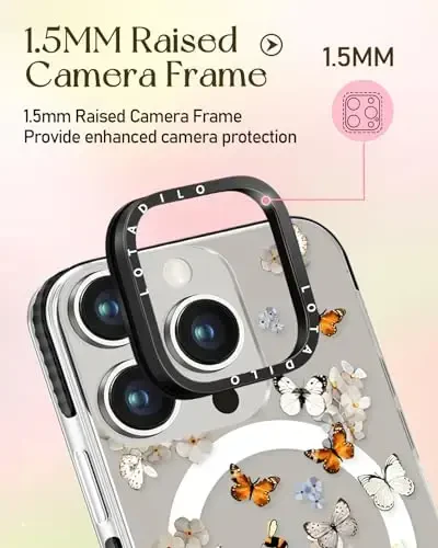 Lotadilo for iPhone 15 Pro Max Case for Women - Cute Kawaii Design Girls Compatible with Magsafe Magnetic Ring Holder Stand Butterfly Flower Phone Covers Aesthetic Girly TPU Funda for 15 Pro Max - 3