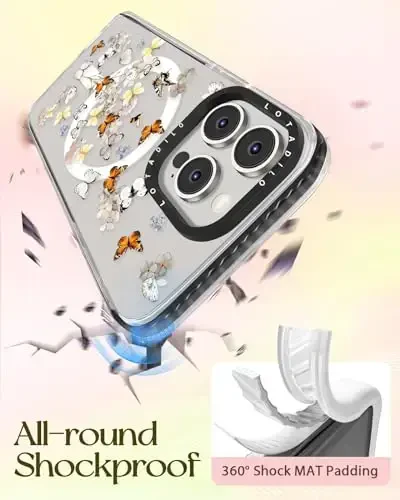 Lotadilo for iPhone 15 Pro Max Case for Women - Cute Kawaii Design Girls Compatible with Magsafe Magnetic Ring Holder Stand Butterfly Flower Phone Covers Aesthetic Girly TPU Funda for 15 Pro Max - 6