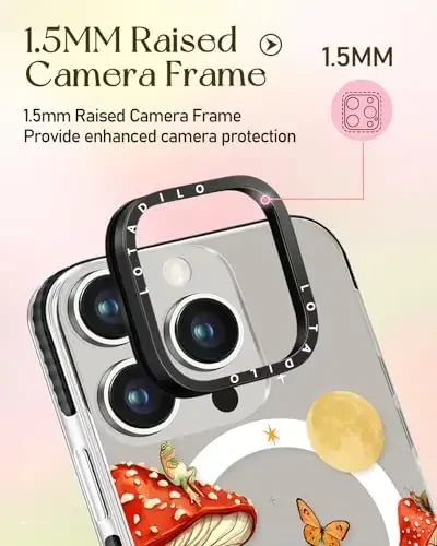 Lotadilo for iPhone 15 Pro Max Case for Women - Cute Kawaii Design Girls Compatible with Magsafe Magnetic Ring Holder Stand Mushrooms Butterflies Phone Covers Aesthetic Girly TPU Funda for 15 Pro Max - 3
