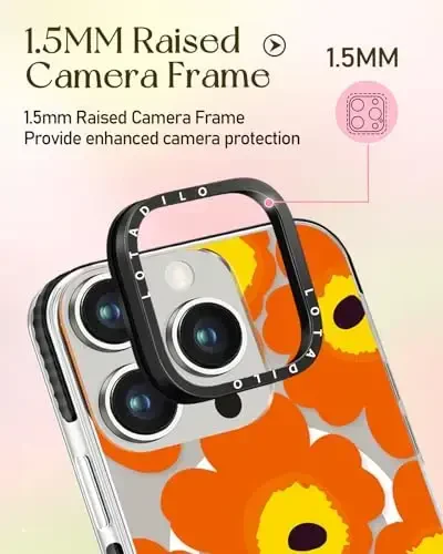 Lotadilo for iPhone 15 Pro Max Case for Women - Cute Kawaii Design Girls Compatible with Magsafe Magnetic Ring Holder Stand Orange Flower Phone Covers Aesthetic Girly TPU Funda for 15 Pro Max - 3