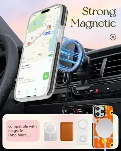 Lotadilo for iPhone 15 Pro Max Case for Women - Cute Kawaii Design Girls Compatible with Magsafe Magnetic Ring Holder Stand Orange Flower Phone Covers Aesthetic Girly TPU Funda for 15 Pro Max - 5