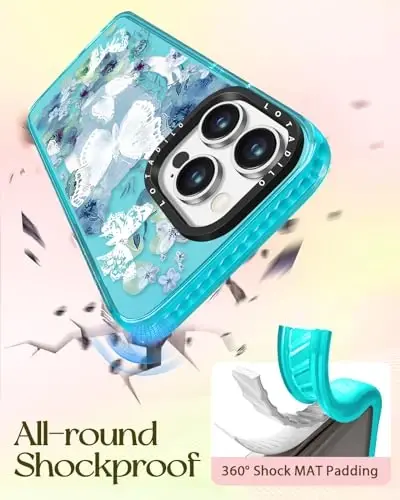 Lotadilo for iPhone 15 Pro Max Case for Women - Cute Kawaii Design Girls Magsafe bilan mos keladigan magnit halqali ushlagichli kapalak telefon qopqoqlari Aesthetic Girly TPU Funda 15 Pro Max uchun - 6