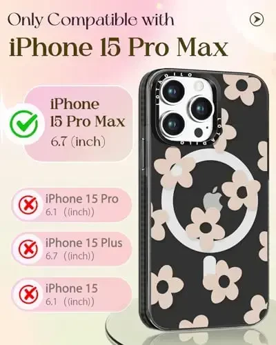 Lotadilo for iPhone 15 Pro Max Case for Women - Girls Cute Design Compatible with Magsafe Magnetic Ring Holder Stand Flowers Phone Covers Aesthetic Girly TPU Funda for 15 Pro Max - 11
