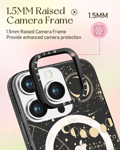 Lotadilo for iPhone 15 Pro Max Case for Women - Girls Cute Design Compatible with Magsafe Magnetic Ring Holder Stand Moon Sun Stars Phone Covers Aesthetic Girly TPU Funda for 15 Pro Max - 3