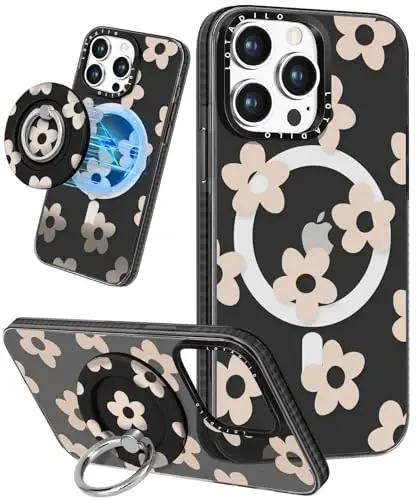 Lotadilo for iPhone 15 Pro Max Case for Women - Girls Cute Design Magsafe bilan mos keladigan Magnit Ring Holder Stand Gullar Telefon Qoplari Estetik Girly TPU Funda for 15 Pro Max - 12