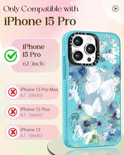 Lotadilo iPhone 15 Pro uchun ayollar uchun g‘ilof - Qizlar Kawaii dizayni Magsafe magnit halqali ushlagich bilan mos keladi Kapalak telefon qopqoqlari Estetik qiz TPU Funda 15 Pro uchun - 2