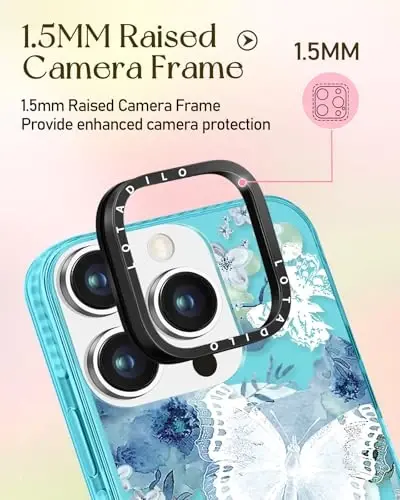 Lotadilo iPhone 15 Pro uchun ayollar uchun g‘ilof - Qizlar Kawaii dizayni Magsafe magnit halqali ushlagich bilan mos keladi Kapalak telefon qopqoqlari Estetik qiz TPU Funda 15 Pro uchun - 3