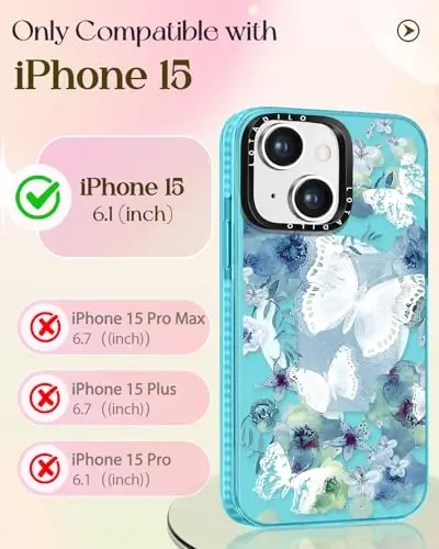 Lotadilo iPhone 15 uchun ayollar uchun g'ilof - Qizlar Kawaii dizayni Magsafe magnit halqa ushlagichi bilan mos keladi Butterfly Phone Covers Aesthetic Girly TPU Funda for 15 - 9
