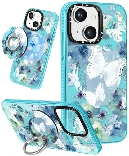 Lotadilo iPhone 15 uchun ayollar uchun g'ilof - Qizlar Kawaii dizayni Magsafe magnit halqa ushlagichi bilan mos keladi Butterfly Phone Covers Aesthetic Girly TPU Funda for 15 
