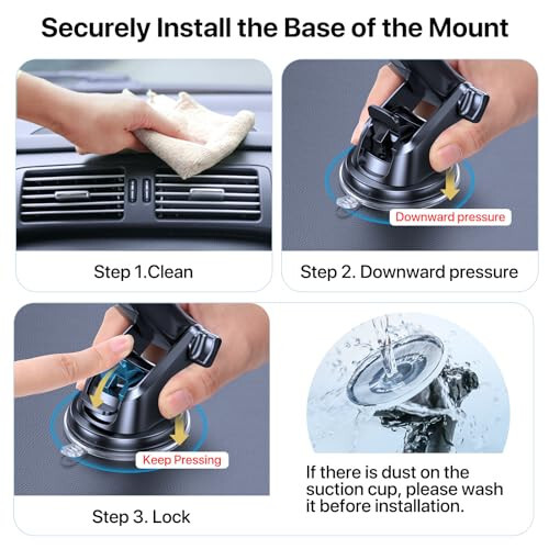 LOTUNY Universal Phone Mount for Car, Reliable Suction Hands-Free Car Phone Holder Mount, Automobile Cell Phone Holder Car for Dashboard Windshield Vent Fit for All Smartphones - LOTUNY (1)