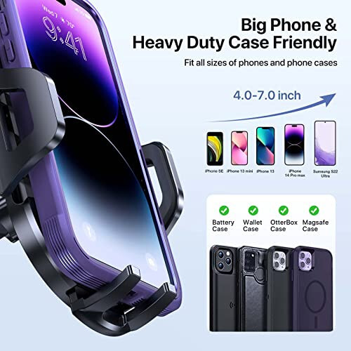 LOTUNY Universal Phone Mount for Car, Reliable Suction Hands-Free Car Phone Holder Mount, Automobile Cell Phone Holder Car for Dashboard Windshield Vent Fit for All Smartphones - 5