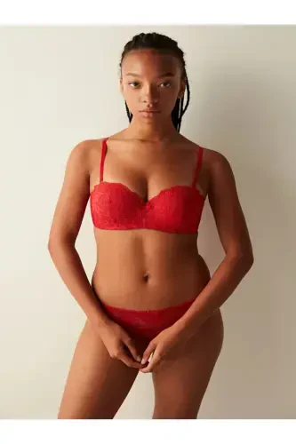 Lotus Lace Red Bra-FEREV RED / ALEV KIRMIZI - 1
