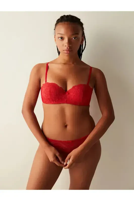 Lotus Lace Red Bra-FEREV RED / ALEV KIRMIZI - 1
