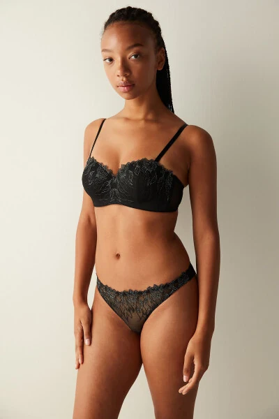 Lotus naqshli tafsilotli qora ich kiyim - PENTI (1)