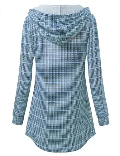 Lotusmile Ayollar uzun qisma kapüşonli tunika toplamlari Tugmacha Swing Pullover Hoodie Sweatshirtlar - 3