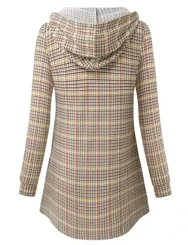 Lotusmile Ayollar uzun qisma kapüşonli tunika toplamlari tugmachali sviter kapüşonli futbolkalar - 3