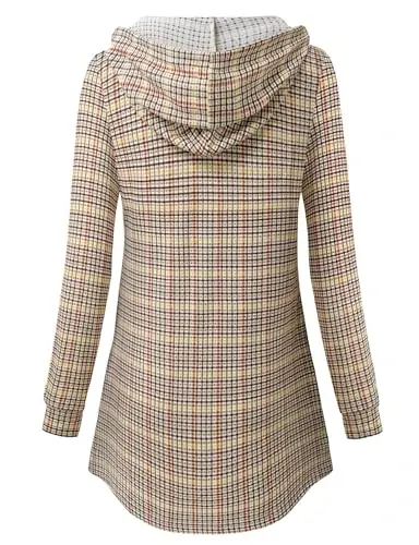 Lotusmile Women's Long Sleeve Hooded Tunic Tops Button Swing Pullover Hoodie Sweatshirts - 3