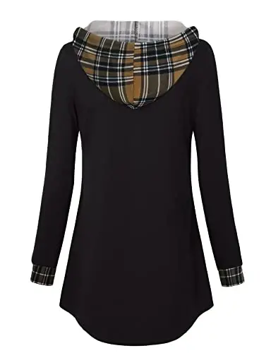 Lotusmile Women's Long Sleeve Hooded Tunic Tops Button Swing Pullover Hoodie Sweatshirts - 3