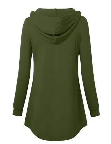 Lotusmile Women's Long Sleeve Hooded Tunic Tops Button Swing Pullover Hoodie Sweatshirts - 6