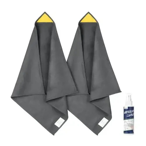 loukin 2 Pack Magnetic Whiteboard Cleaning Cloth, Dry Erase Cleaning Cloth for Classroom, Home and Office Use, Reusable & Washable, Gray, 12