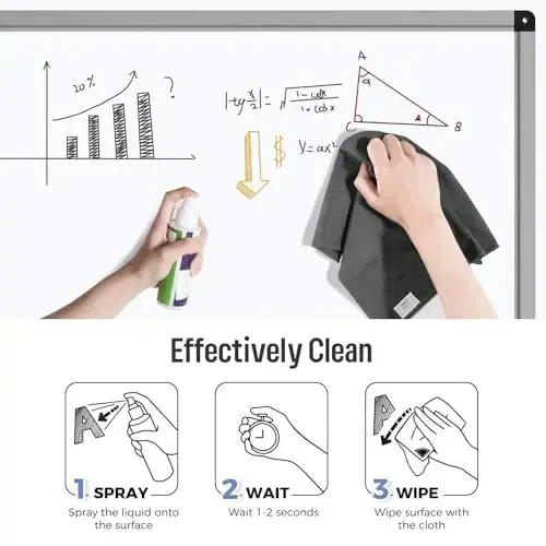 loukin 2 Pack Magnetic Whiteboard Cleaning Cloth, Dry Erase Cleaning Cloth for Classroom, Home and Office Use, Reusable & Washable, Gray, 12