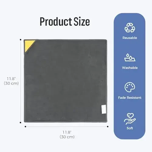 loukin 2 Pack Magnetic Whiteboard Cleaning Cloth, Dry Erase Cleaning Cloth for Classroom, Home and Office Use, Reusable & Washable, Gray, 12