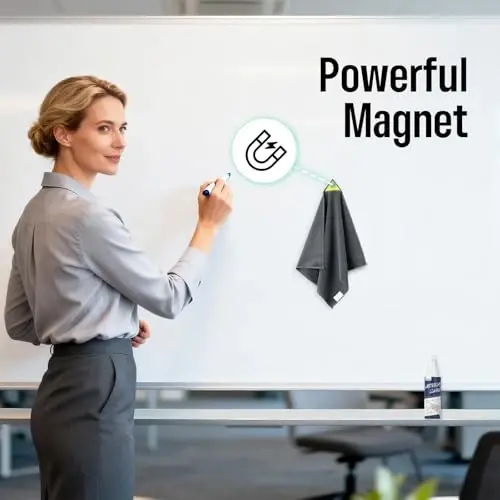 loukin 2 Pack Magnetic Whiteboard Cleaning Cloth, Dry Erase Cleaning Cloth for Classroom, Home and Office Use, Reusable & Washable, Gray, 12