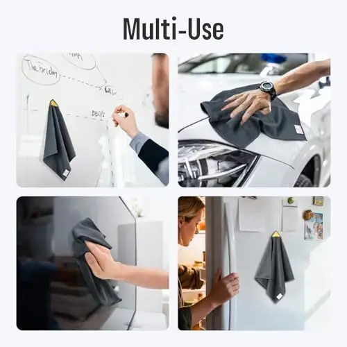 loukin 2 Pack Magnetic Whiteboard Cleaning Cloth, Dry Erase Cleaning Cloth for Classroom, Home and Office Use, Reusable & Washable, Gray, 12