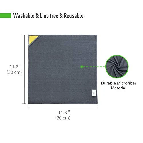 loukin 4 Pack Magnetic Whiteboard Cleaning Cloth, Dry Erase Cleaning Cloth for Classroom, Home and Office Use, Reusable & Washable, Gray, 12