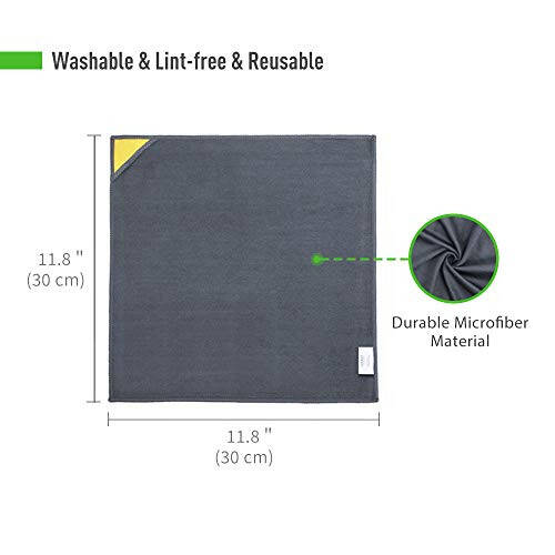 loukin 4 Pack Magnetic Whiteboard Cleaning Cloth, Dry Erase Cleaning Cloth for Classroom, Home and Office Use, Reusable & Washable, Gray, 12