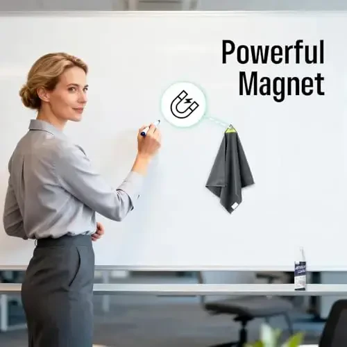 loukin Magnetic Whiteboard Cleaning Cloth, Dry Erase Cleaning Cloth for Classroom, Home and Office Use, Reusable & Washable, Gray, 12