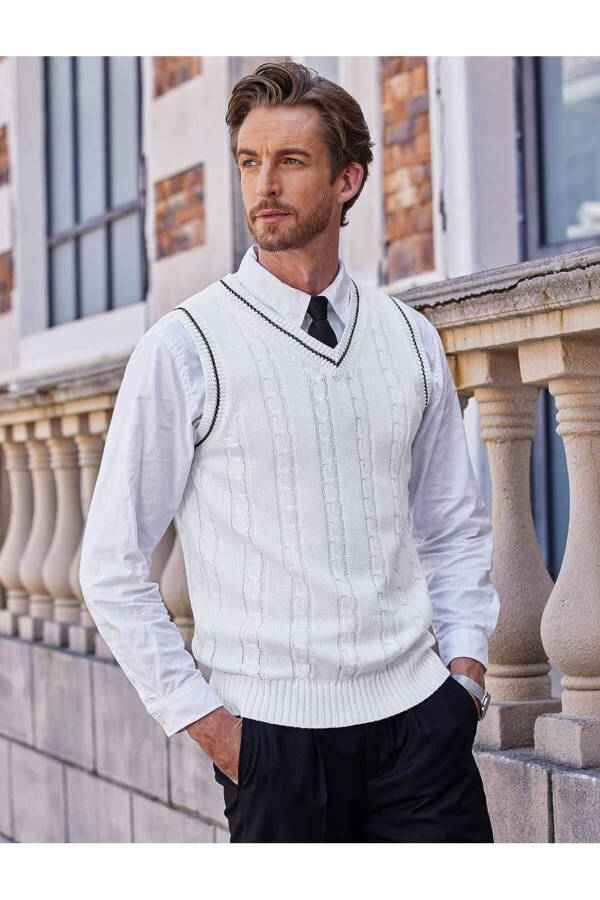 Lounge Erkek Triko Süveter-çizgili beyaz - 1