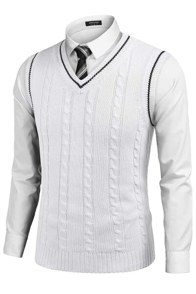 Lounge Erkek Triko Süveter-çizgili beyaz - 3