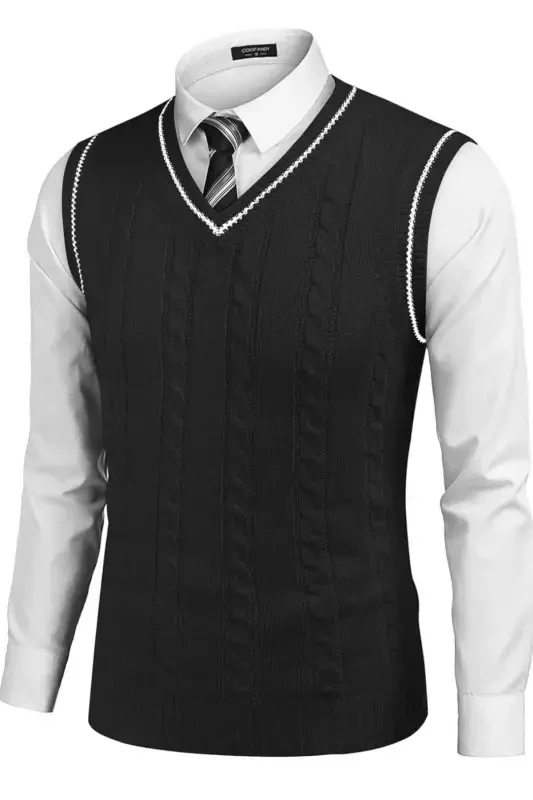 Lounge Men's Knitted Sweater - striped black - 4