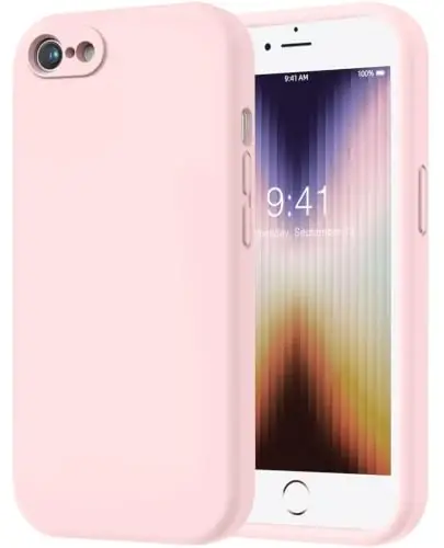 LOVE 3000 Back Glass Replacement for iPhone SE Chalk Pink | Glass Back Replacement, Soft Microfiber Lining, Support Wireless Charge, Slim Shockproof Protective Case for iPhone SE - 1
